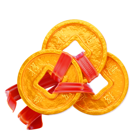 Moedas de ouro chinesas  3D Icon