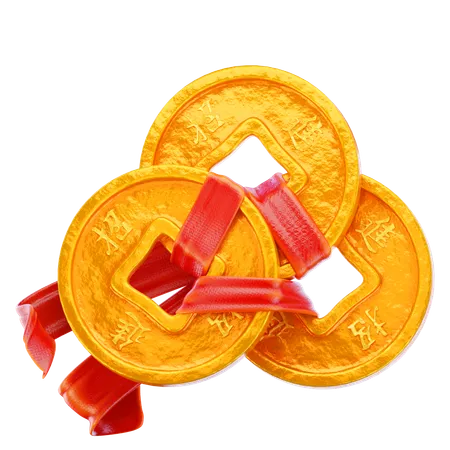 Moedas de ouro chinesas  3D Icon