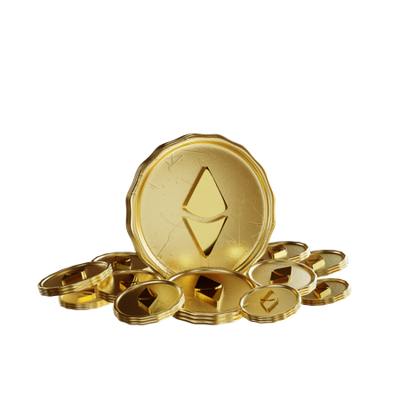 Moedas de ouro ethereum  3D Illustration