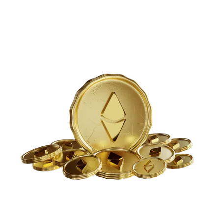 Moedas de ouro ethereum  3D Illustration