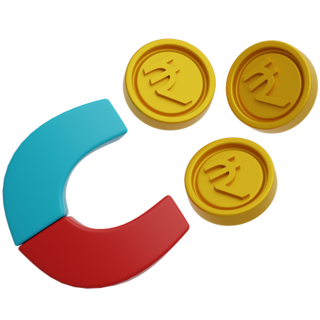 Ímã atraindo moedas de rúpia  3D Icon