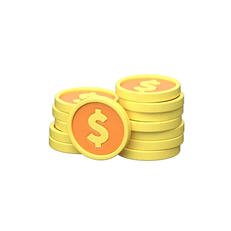 O Icone Dollar Coins 3 D Representa O Valor Monetario E A Diversidade Exibindo Uma Pilha De Moedas De Dolar Em Um Arranjo Tridimensional Dinamico 3D Icon