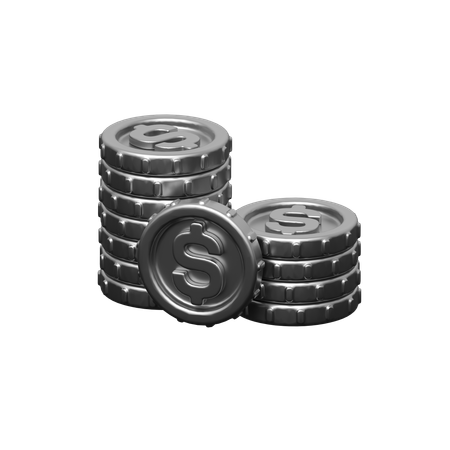 Moedas de prata  3D Icon