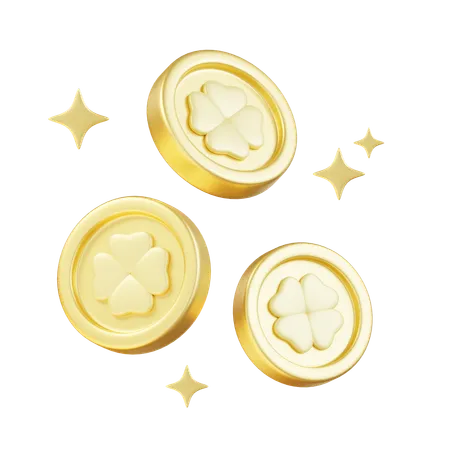 Moedas de trevo de ouro  3D Icon