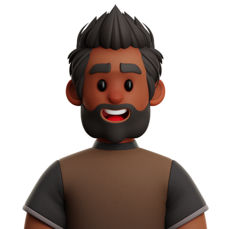 Uomo con capelli mohawk e barba  3D Icon