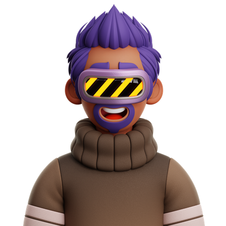 Uomo con capelli mohawk con vr  3D Icon