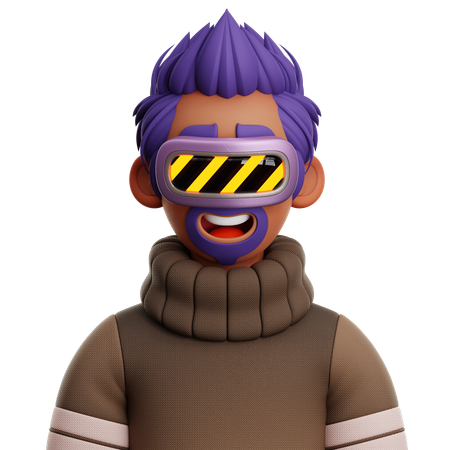 Mohawk Hair Man With VR  3D Icon