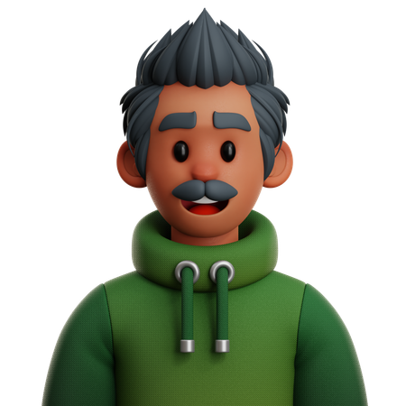 MOHAWK MAN WITH MUSTACHE  3D Icon