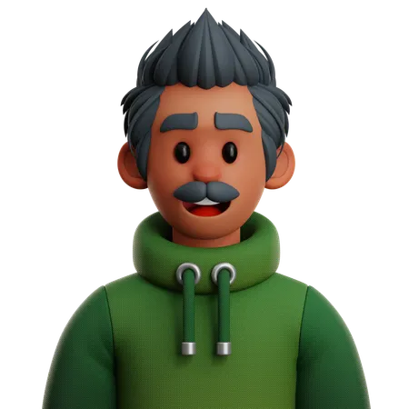 MOHAWK MAN WITH MUSTACHE  3D Icon