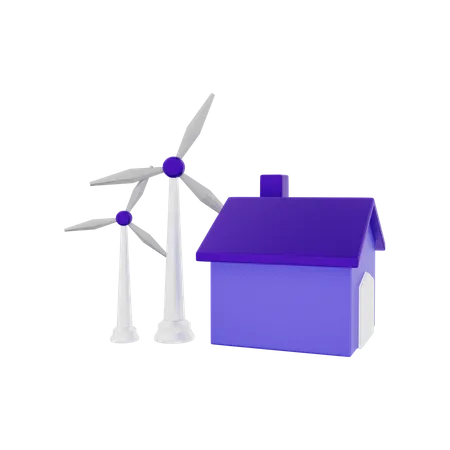 Energia do moinho de vento  3D Illustration