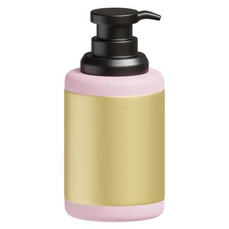 3 D Render Of A Luxury Body Lotion Bottle With Gold Trim And Pump Dispenser 3D Icon