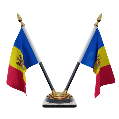 Support de drapeau de bureau double Moldavie  3D Flag