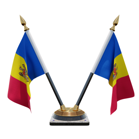 Support de drapeau de bureau double (V) Moldavie  3D Icon