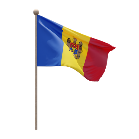Moldova Flag Pole  3D Illustration