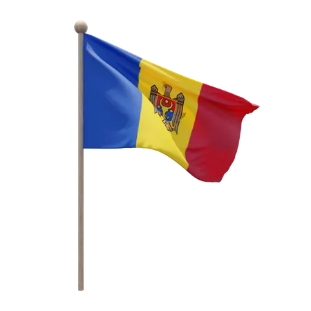 Moldova Flag Pole  3D Illustration