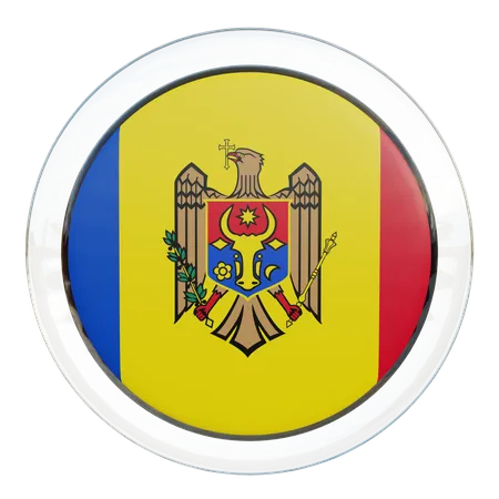Moldova Round Flag 3D Icon
