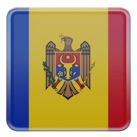 Moldova Square Flag  3D Icon