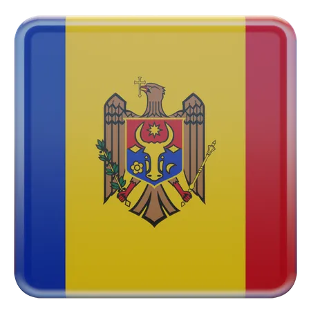 Moldova Square Flag  3D Icon