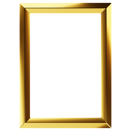 Quadro retângulo dourado  3D Icon