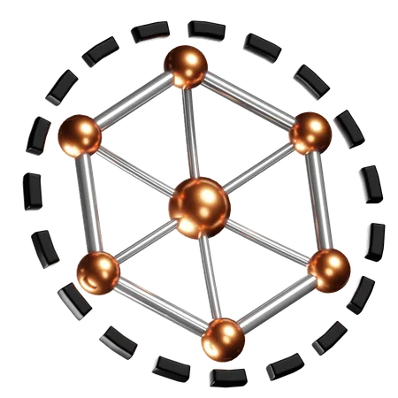 This Icon Features A Lustrous Copper And Silver Molecular Structure Symbolizing The Intricate World Of Atoms And The Essence Of Nanotechnology It Is A Perfect Representation For Scientific Research Educational Materials And Technological Innovation With Its Polished Finish And 3 D Design Enhancing Its Visual Appeal For A Professional Scientific Context 3D Icon