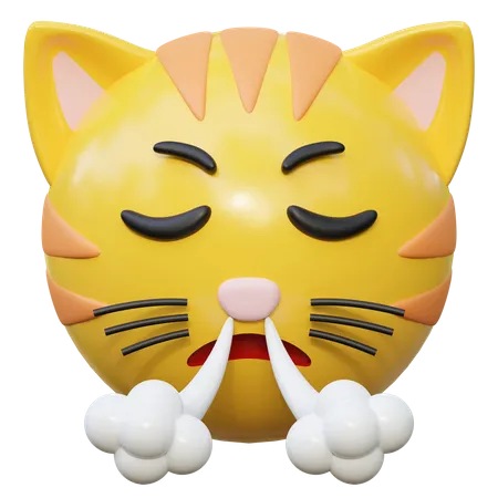 Sentirse Molesto Expresion De La Cara Gato Emoticon Pegatina 3 D Icono Ilustracion 3D Icon