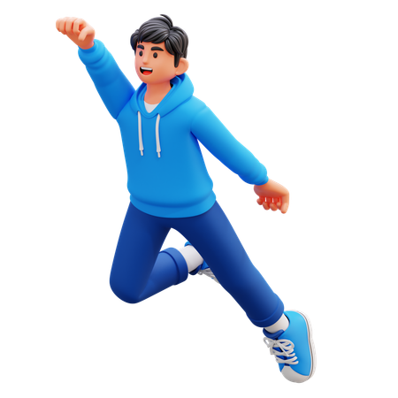 Moletom com capuz voando como o super-homem  3D Illustration