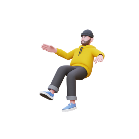 Homem com capuz voando no ar  3D Illustration