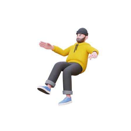 Homem com capuz voando no ar  3D Illustration