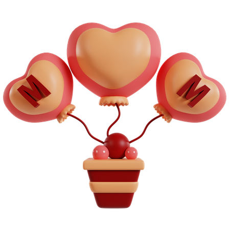 Mom heart-shaped balloons  3D Icon