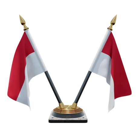 Monaco Double Desk Flag Stand  3D Flag