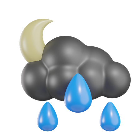 Mond mit Regen bewölkt  3D Icon