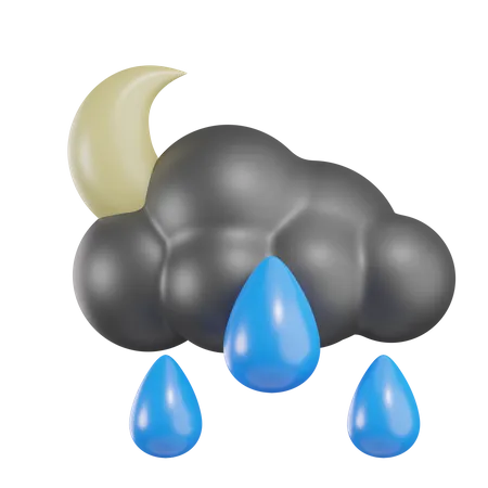 Mond mit Regen bewölkt  3D Icon