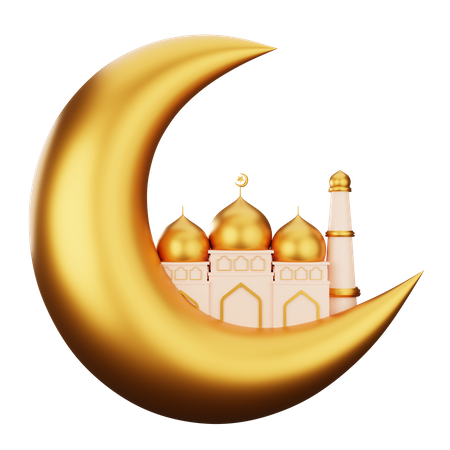 Mond und Moschee  3D Illustration