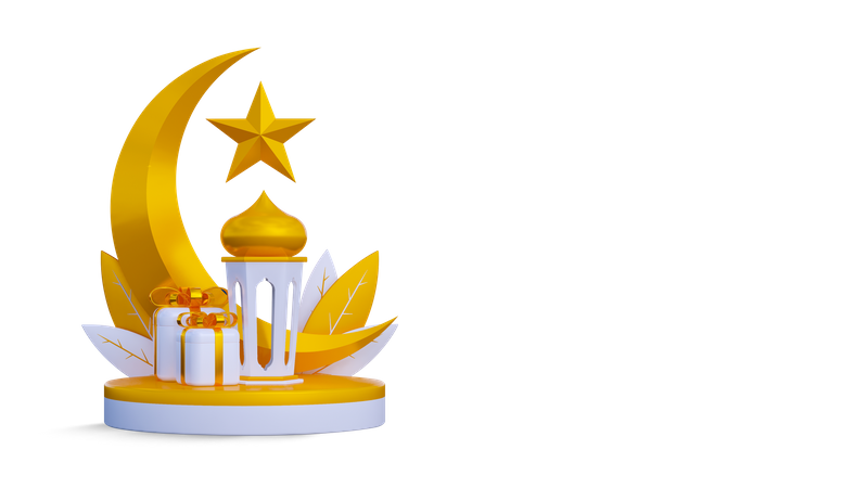 Mond und Ornament Ramadan  3D Illustration