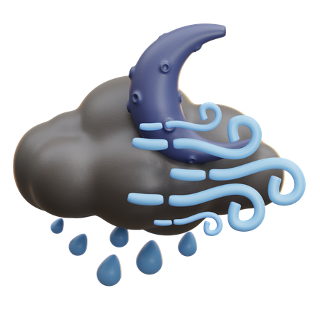 Mond und Regenwolke  3D Icon