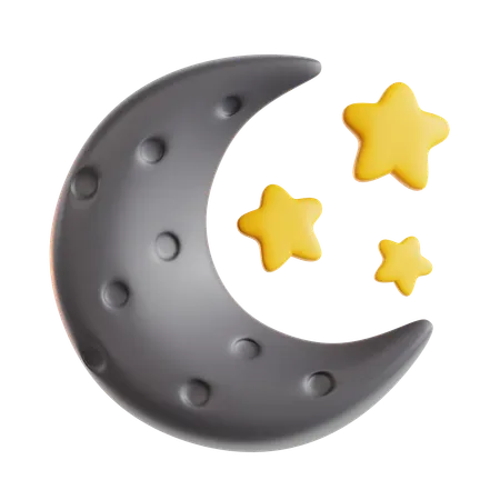 Mond und Sterne  3D Icon