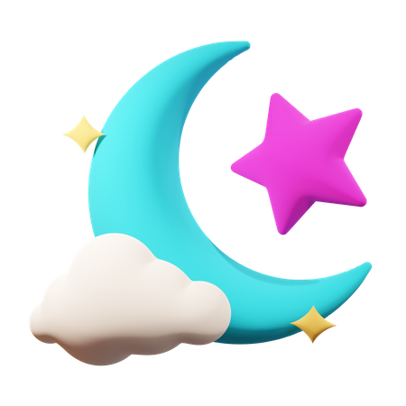 Mond und Sterne  3D Icon