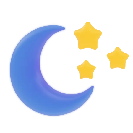 Mond und Sterne  3D Icon