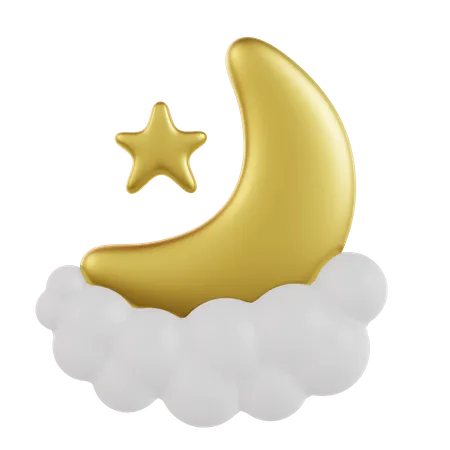 Mond und Sterne auf Wolken  3D Icon