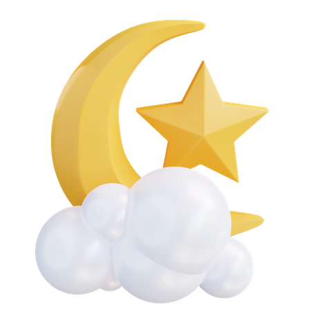 Mond und Wolke  3D Icon