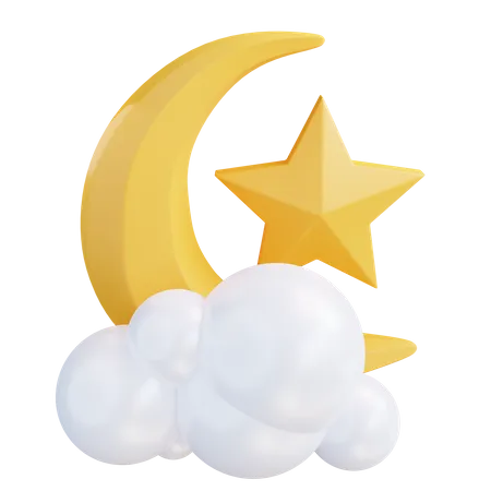 Mond und Wolke  3D Icon