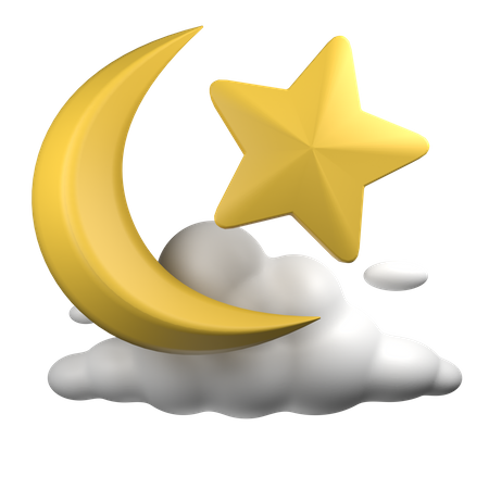 Mond und Wolke  3D Icon