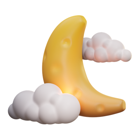 Mond und Wolken  3D Icon