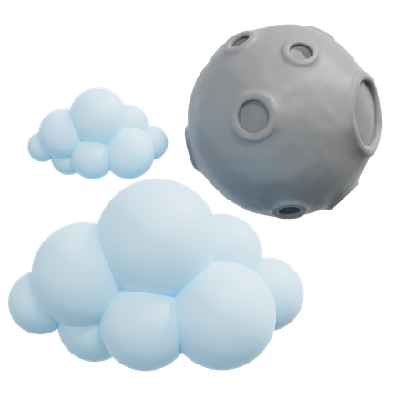 Mond Wolke  3D Icon