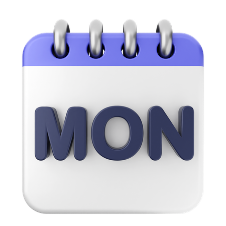 Monday Calendar  3D Icon