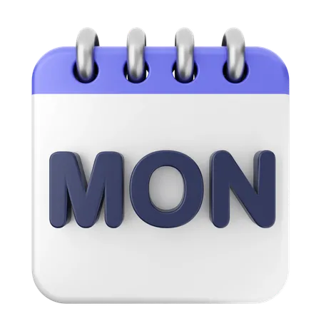 Monday Calendar  3D Icon