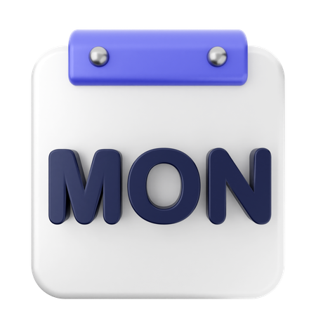 Monday Calendar  3D Icon