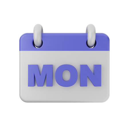 Monday Calendar  3D Icon