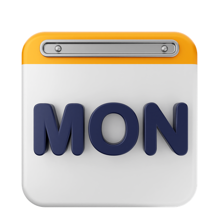 Monday Calendar  3D Icon