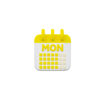 Monday Calendar  3D Icon